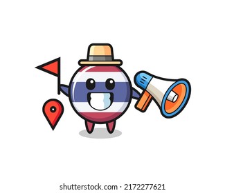 Character cartoon of thailand flag badge as a tour guide , cute style design for t shirt, sticker, logo element