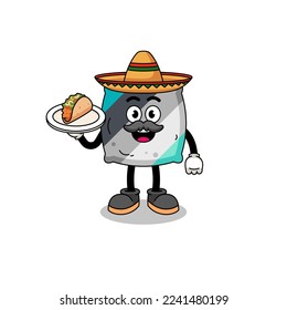 Character cartoon of throw pillow as a mexican chef , character design