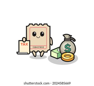 Character cartoon of ticket as a accountant , cute style design for t shirt, sticker, logo element
