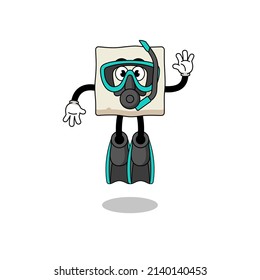 Character cartoon of tofu as a diver , character design