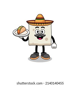 Character cartoon of tofu as a mexican chef , character design