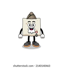Character cartoon of tofu as a veteran , character design