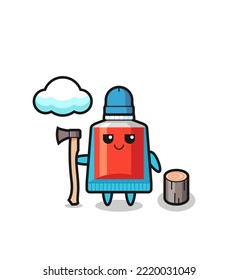 Character cartoon of toothpaste as a woodcutter , cute design