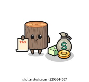 Character cartoon of tree stump as a accountant , cute design