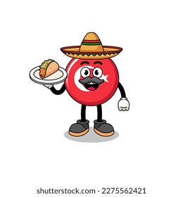 Character cartoon of turkey flag as a mexican chef , character design