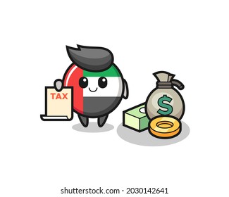 Caricatura de personajes de la placa de la bandera de ee.uae como contador, diseño de estilo lindo para camiseta, pegatina, elemento logo