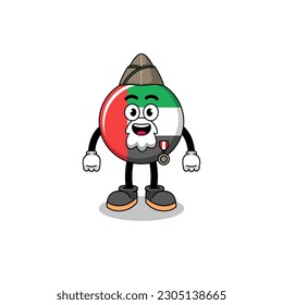 Character cartoon of UAE flag as a veteran , character design