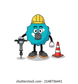 Zeichenkartoon der überprüften Schilder für Straßenbau, Zeichengestaltung