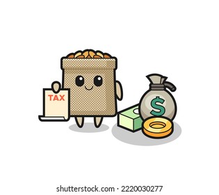 Character cartoon of wheat sack as a accountant , cute design