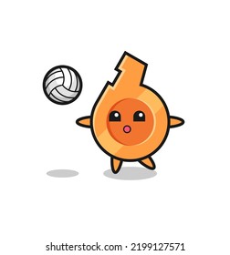 Character cartoon of whistle is playing volleyball , cute design