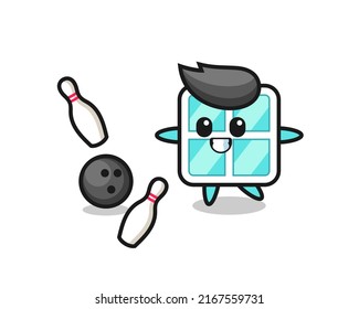 Character cartoon of window is playing bowling , cute style design for t shirt, sticker, logo element