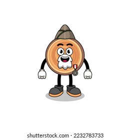 Character cartoon of wood grain as a veteran , character design