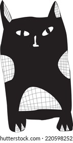 Charakterkatze schwarze Zeichnung. Vektorgrafik.