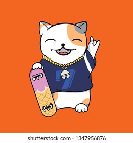 the character of a cat carrying a skateboard