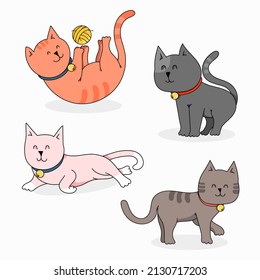 Character of Cat collection on white background,Drawing vector illustration.