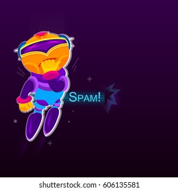 Character chatbot. concept of ui, media, soft, dialogue script popup spam profile