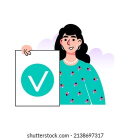 Character with checklist. To do list. Vector illustration in a flat style