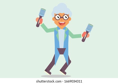 A character of a cheerful boy playing maracas, happy themes. Simple character vector illustration, this illustration can use as a sticker also.