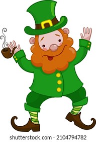Character cheerful leprechaun, a dwarf in a green caftan illustration for st patrick s day