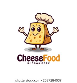 Character Cheese with chef hat logo design concept vector. Creative Cheese food Logo Design Template