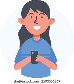 Character of Children Smartphone Addiction. Vector Illustration with Trendy Cartoon Style.
