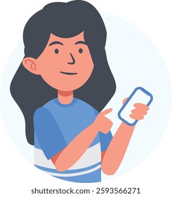 Character of Children Smartphone Addiction. Vector Illustration with Trendy Cartoon Style.