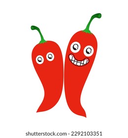 A character chili funny, a red and green stalks ....Spicy but cute