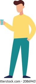 Character chill holding cup of coffee