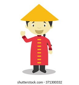 Character from China dressed in the traditional way Vector Illustration. Kids of the World Collection.
