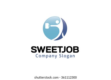 Character Circle Job Employee Logo Vector Symbol Vector Design Illustration