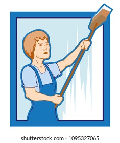 The character of the cleaner, drawn on the emblem