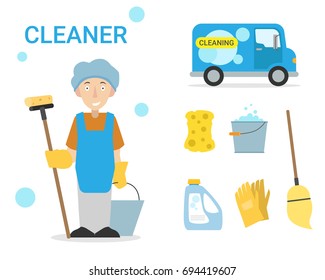 Character cleaner vector illustration
