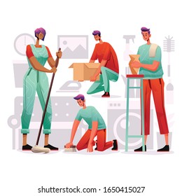 Character Cleaning Home Vector Illustration Collection
