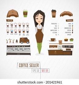 Character coffee seller vector illustration