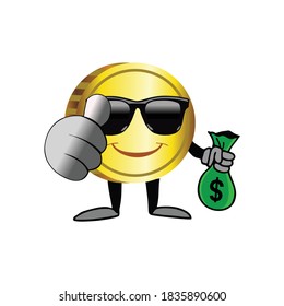 character coin with a bag of money