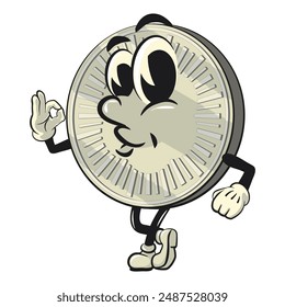 character of a coin money cartoon vector isolated clip art mascot illustration give the OK sign, work of hand drawn