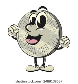 character of a coin money cartoon vector isolated clip art mascot illustration be healthy and strong enough to become a champion, work of hand drawn