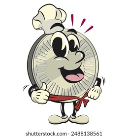 character of a coin money cartoon vector isolated clip art mascot illustration  as chef give thumbs up, work of hand drawn