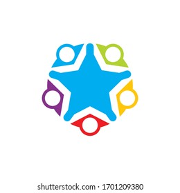 the character of community,network and social people logo  icon design 