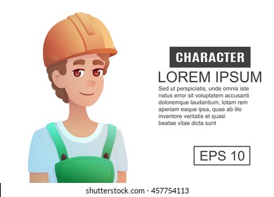 Character construction worker. Cartoon illustration style.