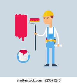 Character - construction worker. Vector illustration, flat style 