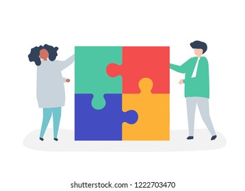 Charakteristisch für ein paar löchende Puzzleteile Illustration