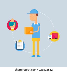 Character - courier, delivery concept. Vector illustration, flat style 