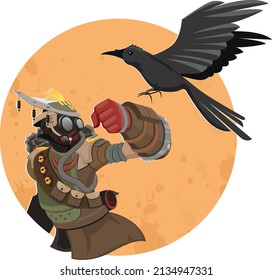 Character with Craw - Vector Illustration - Bloodhound Apex Legends