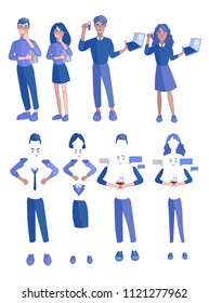 Character creator. Hair, clothes variations. Illustration set