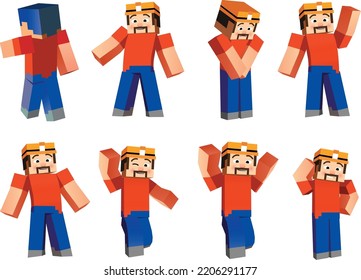 Character, cube, square, man, boy, children, emotions