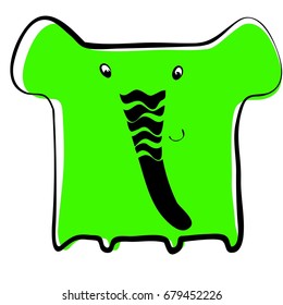 Character, cute, animal, icon, vector, collection, elephant, square, green