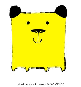 Character, cute, animal, icon, vector, collection, yellow, bear, square