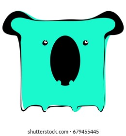 Character, cute, animal, icon, vector, collection, koala, square, turquoise