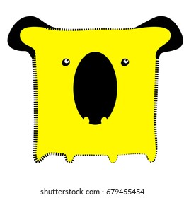 Character, cute, animal, icon, vector, collection, yellow, koala, square